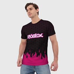 Футболка мужская Roblox fire pink, цвет: 3D-принт — фото 2