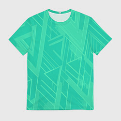Мужская футболка Мятный зелёный однотонный геометричный
