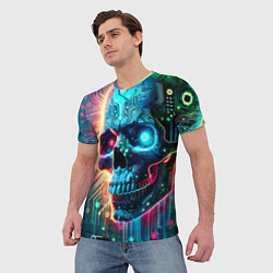 Футболка мужская Cool cyber skull - neon glow, цвет: 3D-принт — фото 2