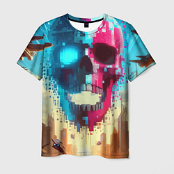 Футболка мужская Cool vanguard neon cyber skull - ai art, цвет: 3D-принт