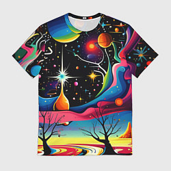 Мужская футболка Необычная планета и космос в стиле Сальвадор Дали
