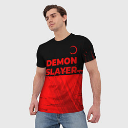 Футболка мужская Demon Slayer - red gradient посередине, цвет: 3D-принт — фото 2