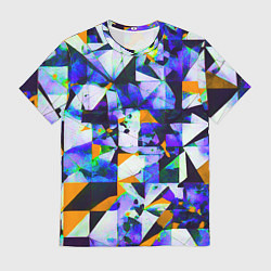 Футболка мужская Жёлто-синяя тревожная абстракция на белом фоне, цвет: 3D-принт