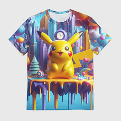 Футболка мужская Пикачу на сказочной планете - нейроарт, цвет: 3D-принт