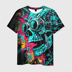 Футболка мужская Cyber skull sketch - color blots, цвет: 3D-принт