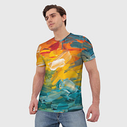 Футболка мужская Хаотичный цветные мазки краски, цвет: 3D-принт — фото 2