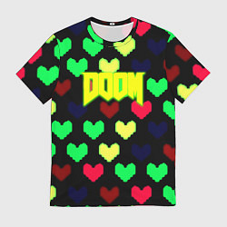 Футболка мужская Doom кислотные сердца, цвет: 3D-принт