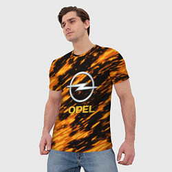 Футболка мужская Opel штрихи огненные, цвет: 3D-принт — фото 2