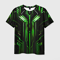Футболка мужская Green stripes on a black background, цвет: 3D-принт