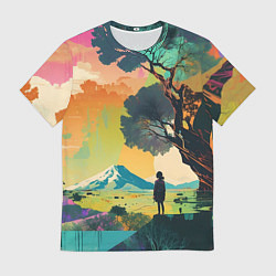 Футболка мужская На природе абстракция, цвет: 3D-принт