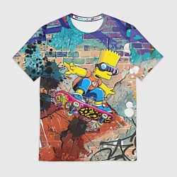 Футболка мужская Bart Simpson on a skateboard - graffiti, цвет: 3D-принт