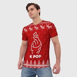 Футболка мужская Новогодний K Pop с оленями, цвет: 3D-принт — фото 2