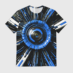 Футболка мужская Чёрно-синяя сфера киберпанк, цвет: 3D-принт