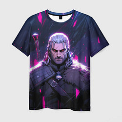 Футболка мужская Geralt - neon rain, цвет: 3D-принт
