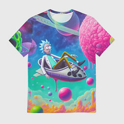 Футболка мужская Рик в космической лодке - сюрреализм, цвет: 3D-принт
