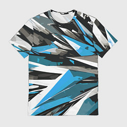 Футболка мужская Чёрно-сине-белая абстракция, цвет: 3D-принт