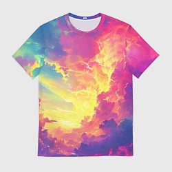Футболка мужская Розовые облака на синем небе, цвет: 3D-принт