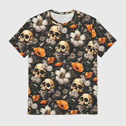 Футболка мужская Маки и черепа, цвет: 3D-принт