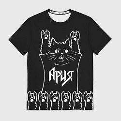 Футболка мужская Ярия: кот рок, цвет: 3D-принт