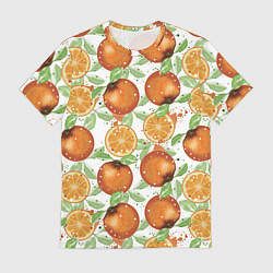 Футболка мужская Сочные апельсины и дольки апельсинов, цвет: 3D-принт