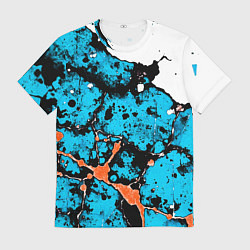 Футболка мужская Оранжево-голубая абстракция на белом фоне, цвет: 3D-принт