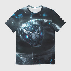 Футболка мужская Кибер змея со светящимся глазами, цвет: 3D-принт