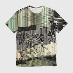 Футболка мужская Глитч-арт с отрезками - нейросеть, цвет: 3D-принт