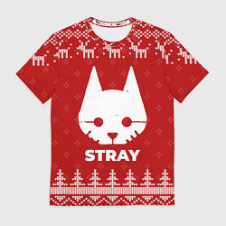 Футболка мужская Новогодний Stray с оленями, цвет: 3D-принт