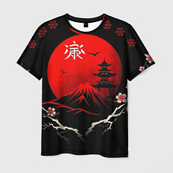 Футболка мужская Japan red black nature, цвет: 3D-принт