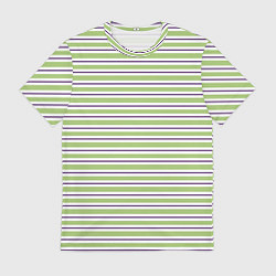 Футболка мужская Зелёный с фиолетовой полосой, цвет: 3D-принт
