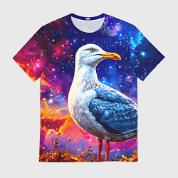 Футболка мужская Чайка и космос, цвет: 3D-принт