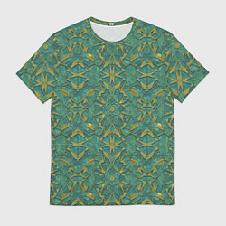 Мужская футболка Зеленый орнамент с желтым