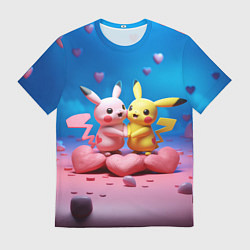 Футболка мужская Влюбленные Пикачу, цвет: 3D-принт