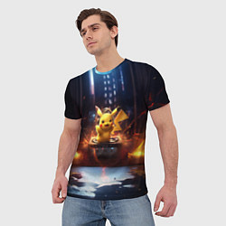 Футболка мужская Пикачу на диджейской стойке, цвет: 3D-принт — фото 2