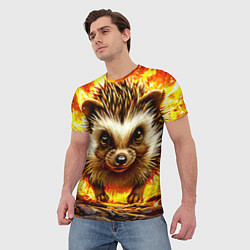 Футболка мужская Еж в огне, цвет: 3D-принт — фото 2