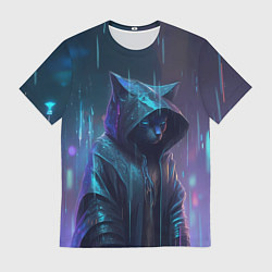 Футболка мужская Чёрный кот под дождём, цвет: 3D-принт