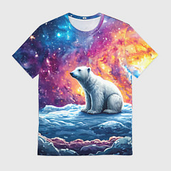 Футболка мужская Белый медведь и звездное небо, цвет: 3D-принт