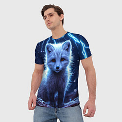 Футболка мужская Песец в разрядах молний, цвет: 3D-принт — фото 2