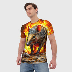 Футболка мужская Броненосец в огне, цвет: 3D-принт — фото 2