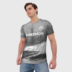 Футболка мужская Pokemon - grey gradient посередине, цвет: 3D-принт — фото 2