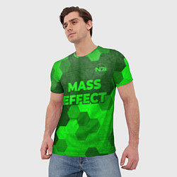 Футболка мужская Mass Effect - green gradient посередине, цвет: 3D-принт — фото 2