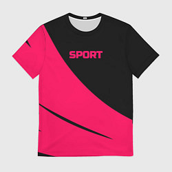 Футболка мужская Sport чёрно-розовый двуцветный, цвет: 3D-принт