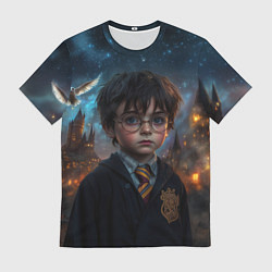 Футболка мужская Гарри Поттер и замки на фоне, цвет: 3D-принт
