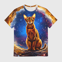 Футболка мужская Абиссинская кошка в космосе, цвет: 3D-принт