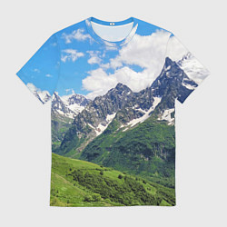 Футболка мужская Домбай - горный пейзаж на Северном Кавказе, цвет: 3D-принт