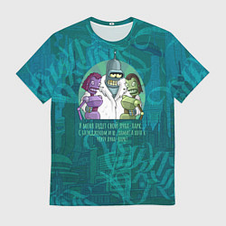 Футболка мужская Футурама: Бендер с роботессами на малахитовом, цвет: 3D-принт