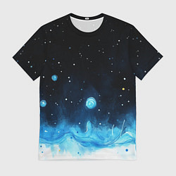 Футболка мужская Синяя светящееся краска, цвет: 3D-принт