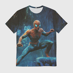 Футболка мужская Человек - паук в ночном городе, цвет: 3D-принт