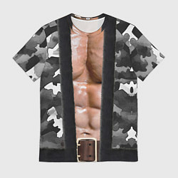 Футболка мужская Мужское накаченное тело в камуфляже, цвет: 3D-принт