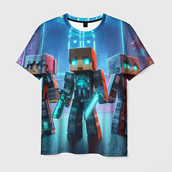 Футболка мужская Minecraft - ai art neon glow, цвет: 3D-принт
